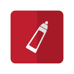 White Baby Bottle flat icon on red rounded square on white