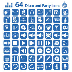 Disco and party icon set