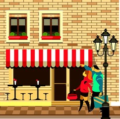 small sidewalk cafe