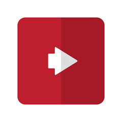 White Arrow Right flat icon on red rounded square on white