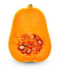 Fresh butternut squash slice isolated on white background