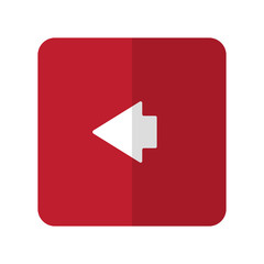 White Arrow Left flat icon on red rounded square on white