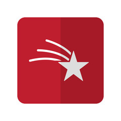 White Shooting Star flat icon on red rounded square on white