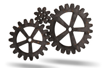 Gear wheels from rusty metal.