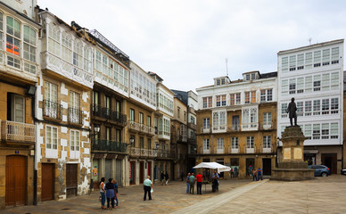 Fototapeta premium raditional galician architecture at city square of Viveiro