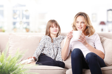 Happy mother and daughter