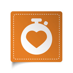 White flat Heart Rate Monitor icon on orange sticker