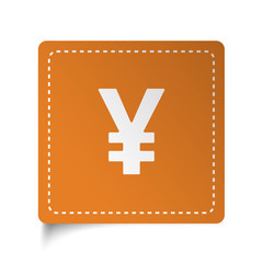 Obraz premium White flat Yen icon on orange sticker