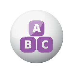 Flat purple Abc Blocks icon on 3d sphere