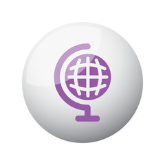 Flat purple Earth Globe icon on 3d sphere