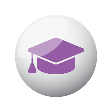 Flat Purple Graduation Cap Icon On 3d Sphere