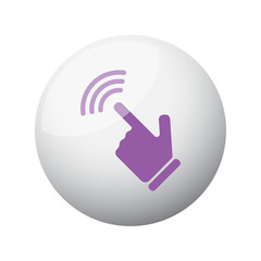 Flat purple Touch Screen icon on 3d sphere