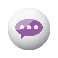 Flat purple Comment icon on 3d sphere