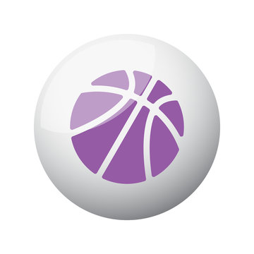 Flat purple Basketball icon on 3d sphere