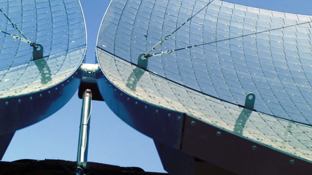 Royalty Free Stock Video Footage of solar panel dishes shot in Israel at 4k with Red.