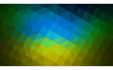 Multicolor dark blue, yellow, orange polygonal design illustration, which consist of triangles and gradient in origami style.