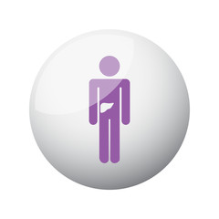 Flat purple Liver icon on 3d sphere