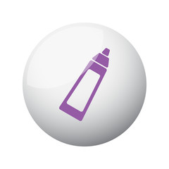 Flat purple Baby Bottle icon on 3d sphere