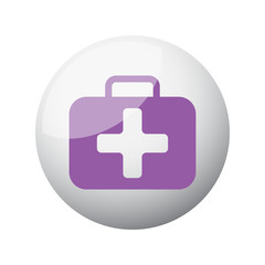 Flat purple First Aid Kit icon on 3d sphere
