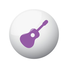 Flat purple Guitar icon on 3d sphere