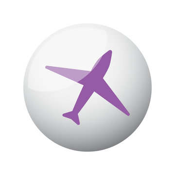 Flat purple Airplane icon on 3d sphere