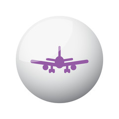 Flat purple Airplane icon on 3d sphere