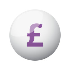Flat purple Pound icon on 3d sphere