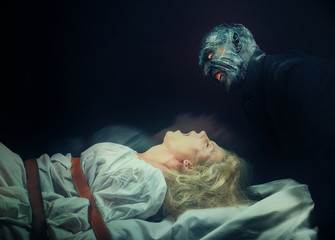 Nightmare. Insane woman and her inner monster © rodjulian