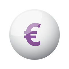 Flat purple Euro icon on 3d sphere
