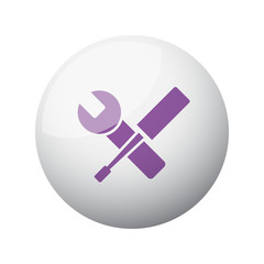 Flat purple Service icon on 3d sphere