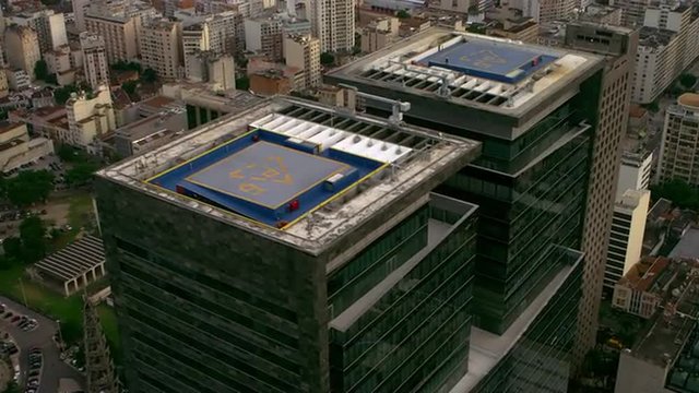 Highly detailed aerial shot of highrise buildings in Rio de Janeiro.
