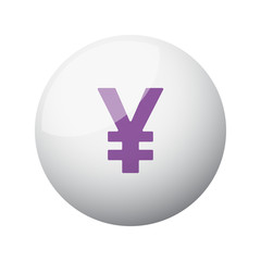 Obraz premium Flat purple Yen icon on 3d sphere