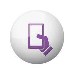 Flat purple Smartphone  icon on 3d sphere