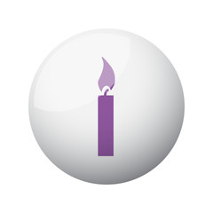 Flat purple Candle Light icon on 3d sphere