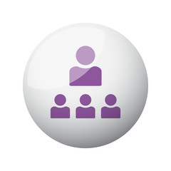 Flat purple Organization icon on 3d sphere