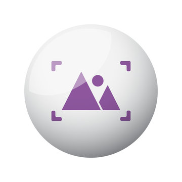 Flat Purple Picture Icon On 3d Sphere