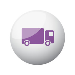 Flat purple Delivery Truck icon on 3d sphere