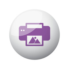 Flat purple Photo Printing icon on 3d sphere