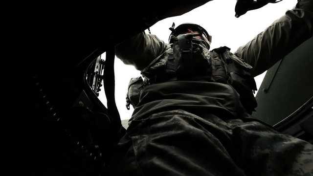 Shot in a Humvee up at the turret gunner while driving.