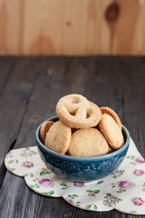 homemade cookies on rustic wooden table