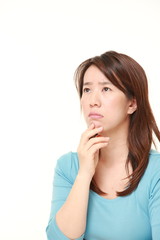 Fototapeta premium Japanese woman worries about something