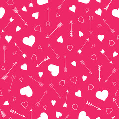 Seamless vector pattern with hearts and arrows
