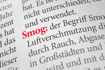 Wörterbuch mit dem Begriff Smog