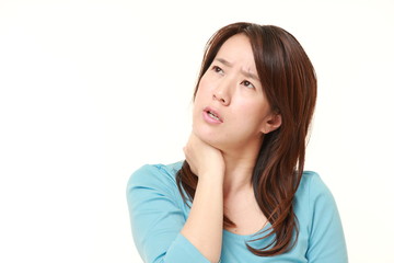 Japanese woman suffers from neck ache