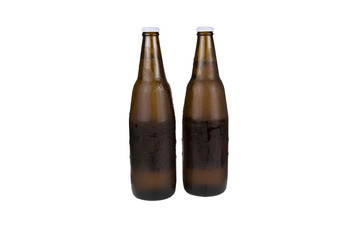 Two beer bottles isolated on white