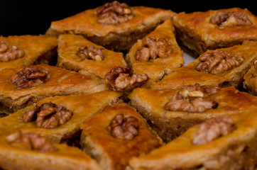 Honey Baklava, traditional Turkish sweets. Rombus