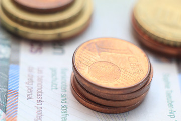 Euro coins money close up