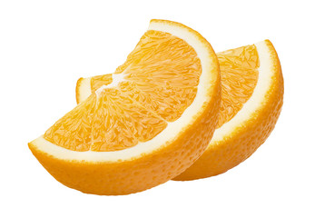 Orange quarters composition diagonal isolated on white backgroun