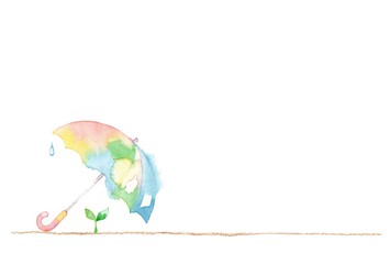 カード、パステルカラーの傘、左