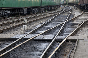 Fototapeta na wymiar Railway Lines with Railway Wagons